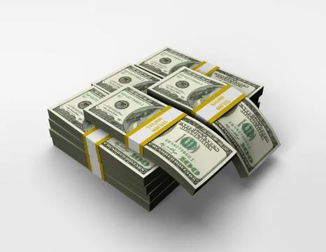 3D Rendered Illustration of a Small Pile of Cash in US Currency $100 Bills Stock Illustration