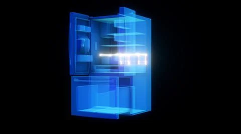 3d rendered illustration of the smart fridge Hud Hologram v2 Stock Illustration