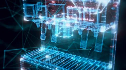 3d rendered illustration of Soda Machine hologram Close up Stock Illustration