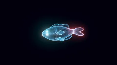 3d rendered illustration of Stylized Fish hologram Ilustración de archivo