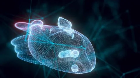 3d rendered illustration of Stylized Fish hologram Close up Ilustración de archivo