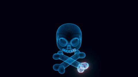 3d rendered illustration of Stylized Human Skull and Bones Hologram Stock Illustration