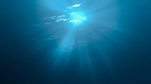3D rendered illustration of sun light rays under water. Stock Illustration