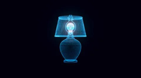 3d rendered illustration of Table Lamp hologram Stock Illustration