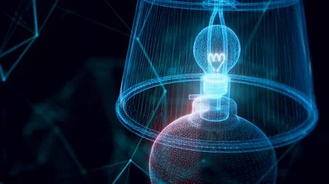 3d rendered illustration of Table Lamp hologram Close up Stock Illustration