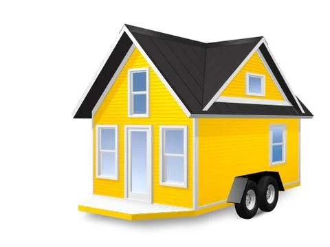 3D Rendered Illustration of a tiny house on a trailer.  House is isolated o.. Stock Illustration