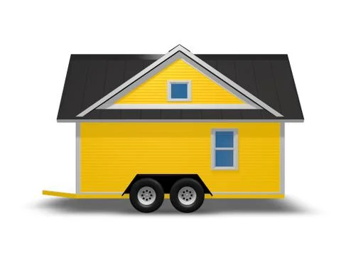 3D Rendered Illustration of a tiny house on a trailer. Illustrazione stock