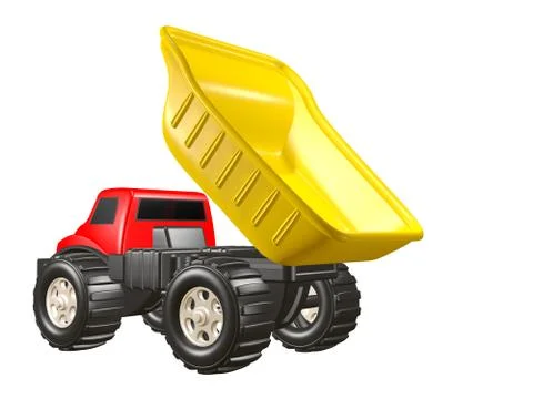 3D Rendered Illustration of a toy dump truck isolated on a white background.. Stock Illustration