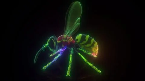 3d rendered illustration of Wasp or hornet digital hud hologram Illustrazione stock