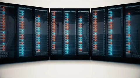 3d rendered illustration of White Clean Server Room Illustrazione stock