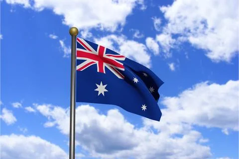 3D Rendered image. Flag of Australia waving in the wind. Stock Illustration