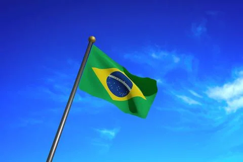 3D Rendered image. Flag of Brazil waving in the wind. Stock Illustration