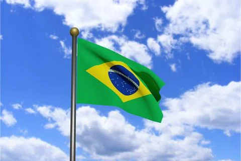 3D Rendered image. Flag of Brazil waving in the wind. Stock Illustration