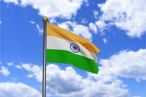 3D Rendered image. Flag of India waving in the wind. Stock Illustration