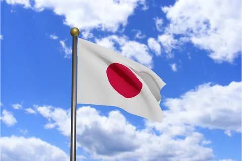 3D Rendered image. Flag of Japan waving in the wind. Stock Illustration