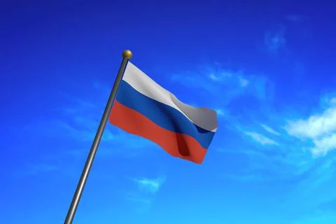 3D Rendered image. Flag of Russia waving in the wind. Stock Illustration
