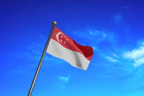 3D Rendered image. Flag of Singapore waving in the wind. Stock Illustration