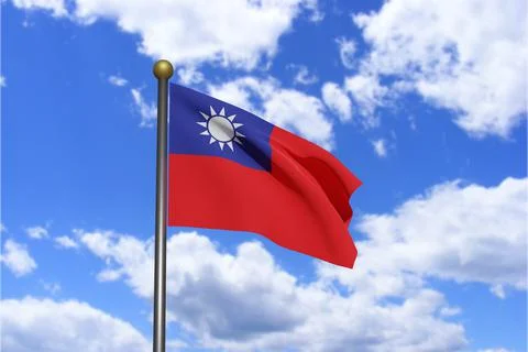 3D Rendered image. Flag of Taiwan waving in the wind. Stock Illustration
