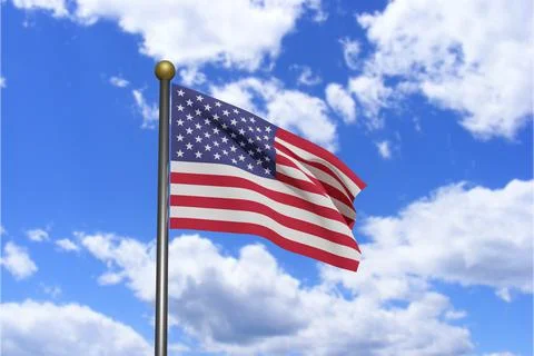 3D Rendered image. Flag of United States of America waving in the wind. Stock Illustration