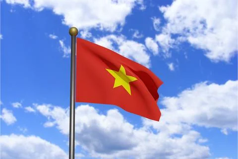 3D Rendered image. Flag of Vietnam waving in the wind. Stock Illustration
