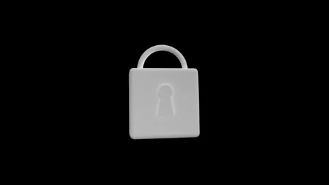 3D Rendered Image of a Minimalistic Padlock on Black Background Video stock 341921405