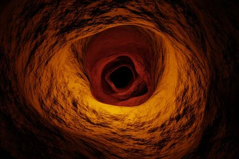 3d rendered image of rough cave with light Illustrazione stock