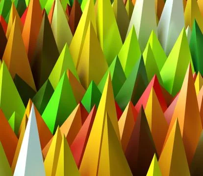 3D rendered image of sharp random pyramids as abstract futuristic background Illustrazione stock