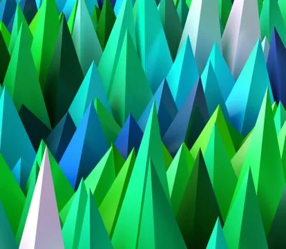 3D rendered image of sharp random pyramids as abstract futuristic background Stock Illustration