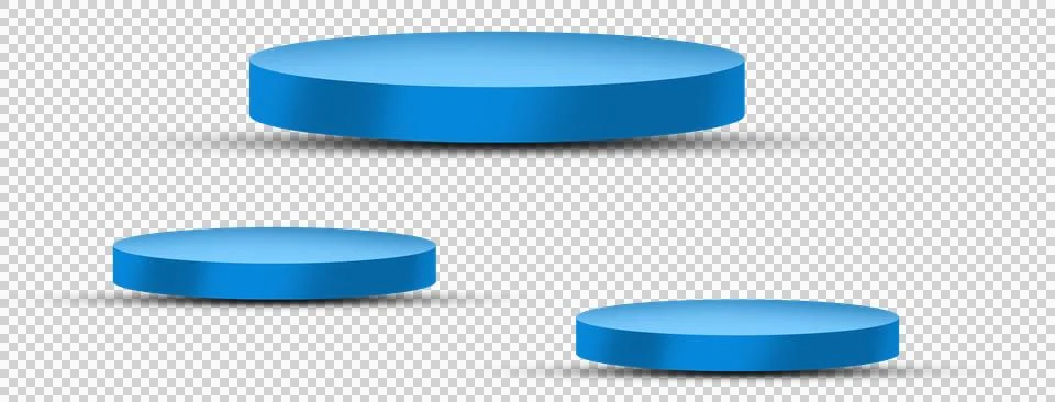 3D rendered, Isolated cylindrical blue podiums or stages. Stock Illustration