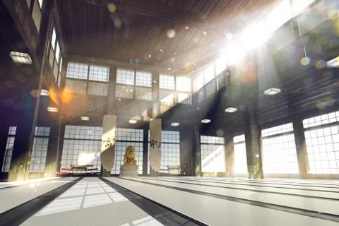 3d rendered karate school dojo background Stock Illustration