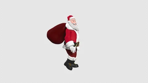 3D Rendered Loop Of Santa Claus Walking With Gift Bags On Back Vidéo 294804540
