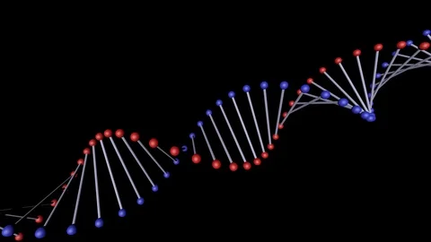 3D rendered loopable animation of rotating DNA red and blue molecule on black Stock Footage 99005183