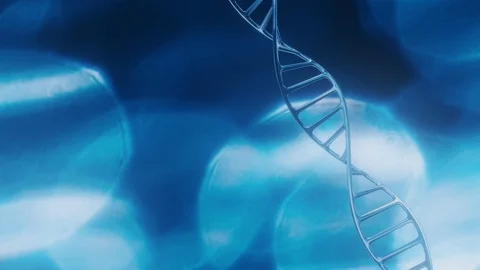 3D rendered loopable animation of rotating DNA glowing molecule Видео 102882483