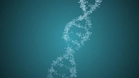 3D rendered loopable animation of rotating DNA double helix glowing molecule on Stock Illustration
