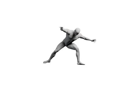 3D rendered mannequin reaching out front view matte white background Stock Illustration