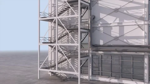 3D Rendered Manufacturing Plant and Industrial Architecture 4K I0030 Stock Footage 341446373