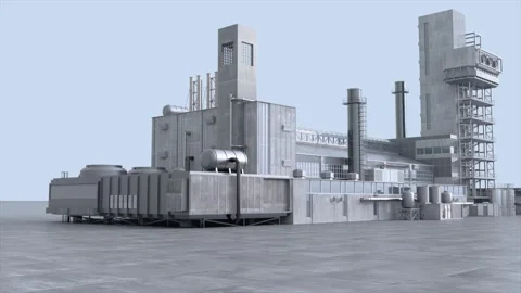 3D Rendered Manufacturing Plant and Industrial Architecture 4K I0022 Stock Footage 341525089