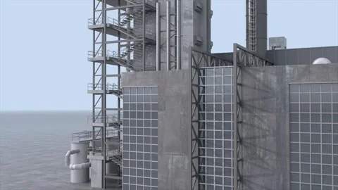 3D Rendered Manufacturing Plant and Industrial Architecture 4K I0028 Stock Footage 341576724