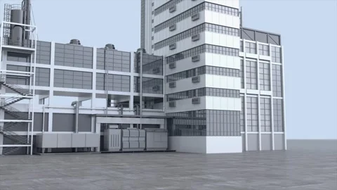 3D Rendered Manufacturing Plant and Industrial Architecture 4K I0033 Stock Footage 341576815