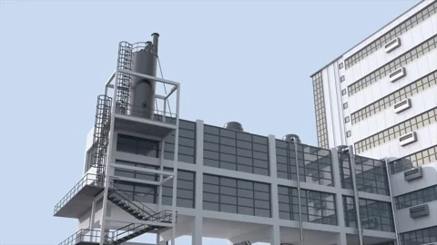 3D Rendered Manufacturing Plant and Industrial Architecture 4K I0035 Stock Footage 341580461