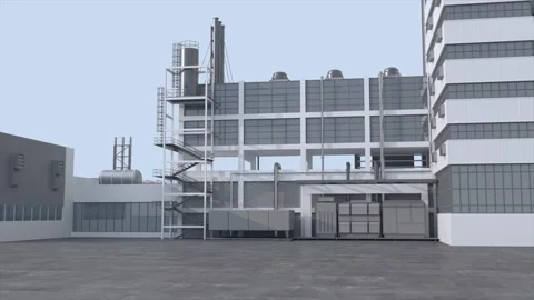 3D Rendered Manufacturing Plant and Industrial Architecture 4K I0034 Stock Footage 341580701