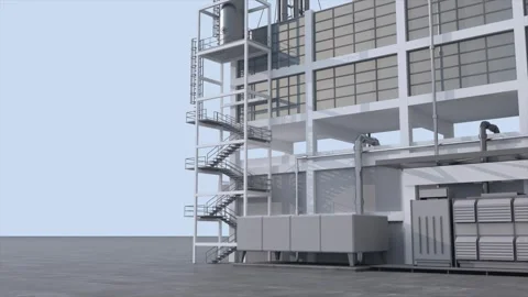 3D Rendered Manufacturing Plant and Industrial Architecture 4K I0036 Stock Footage 341582663