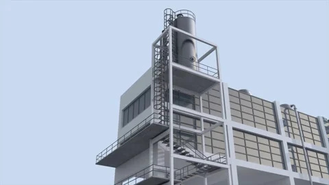 3D Rendered Manufacturing Plant and Industrial Architecture 4K I0037 Stock Footage 341583115