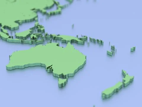 A 3D rendered map of Australia Stock Illustration