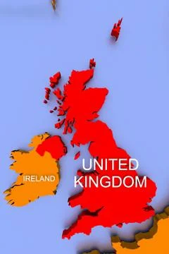 3D rendered map of COVID-19 virus pandemic in UK, Europe Stock Illustration