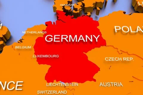 3D rendered map of COVID-19 virus pandemic in Germany, Europe Stock Illustration