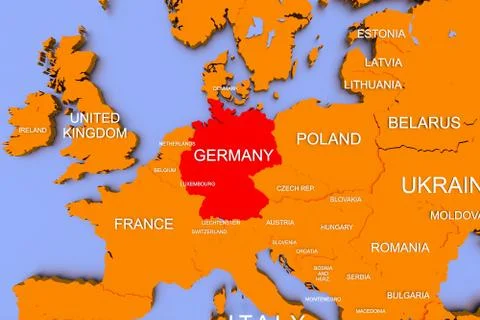 3D rendered map of COVID-19 virus pandemic in Germany, Europe Stock Illustration