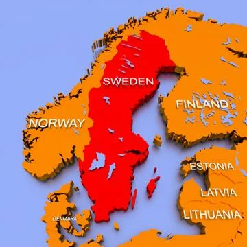 3D rendered map of COVID-19 virus pandemic in Sweden, Europe Stock Illustration