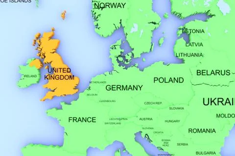 3D rendered map of COVID-19 virus pandemic in UK Stock Illustration