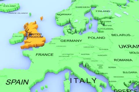 3D rendered map of COVID-19 virus pandemic in UK Stock Illustration